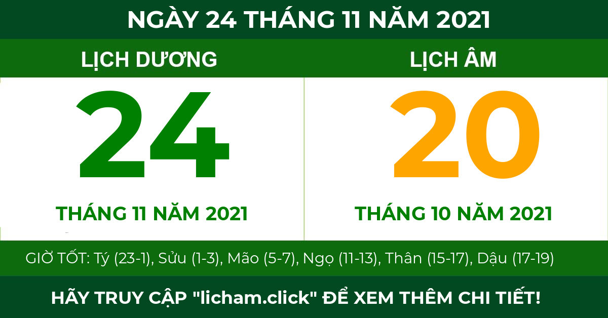 lịch âm ngày 24 tháng 11 năm 2021