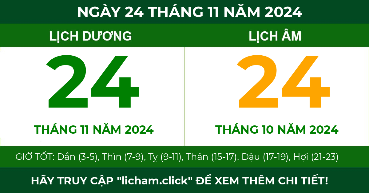 lịch âm ngày 24 tháng 11 năm 2024