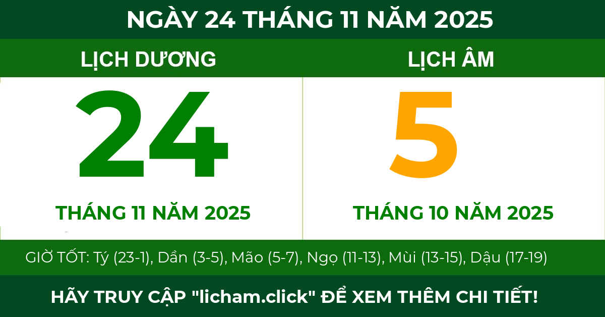 lịch âm ngày 24 tháng 11 năm 2025