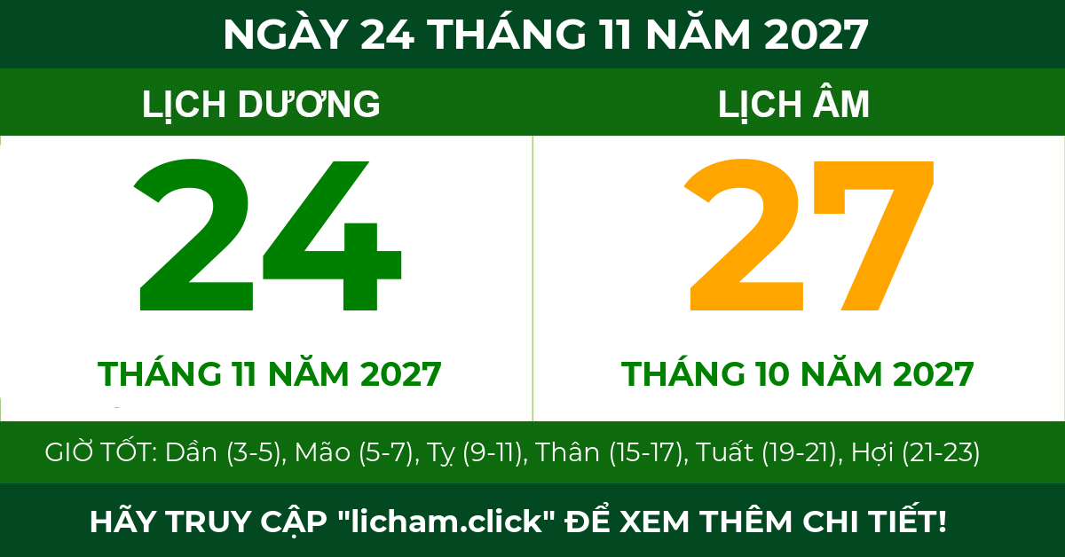 lịch âm ngày 24 tháng 11 năm 2027