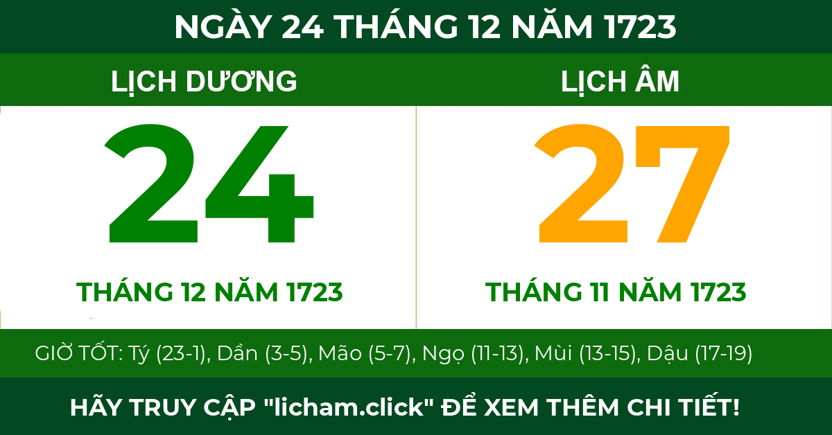 lịch âm ngày 24 tháng 12 năm 1723