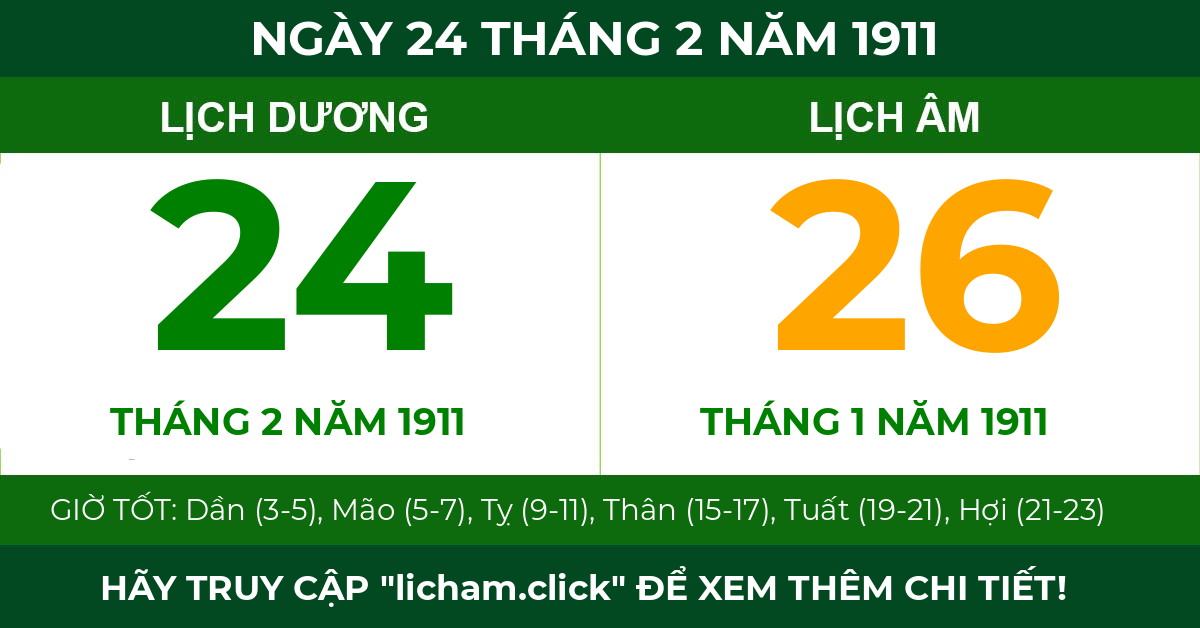 lịch âm ngày 24 tháng 2 năm 1911