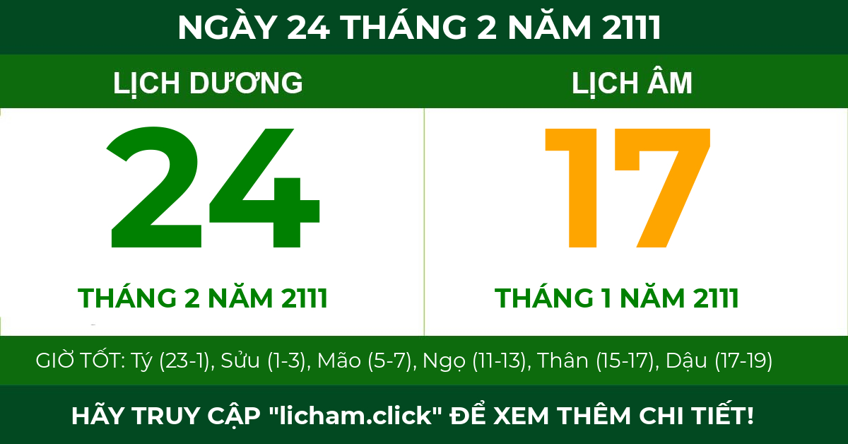 lịch âm ngày 24 tháng 2 năm 2111