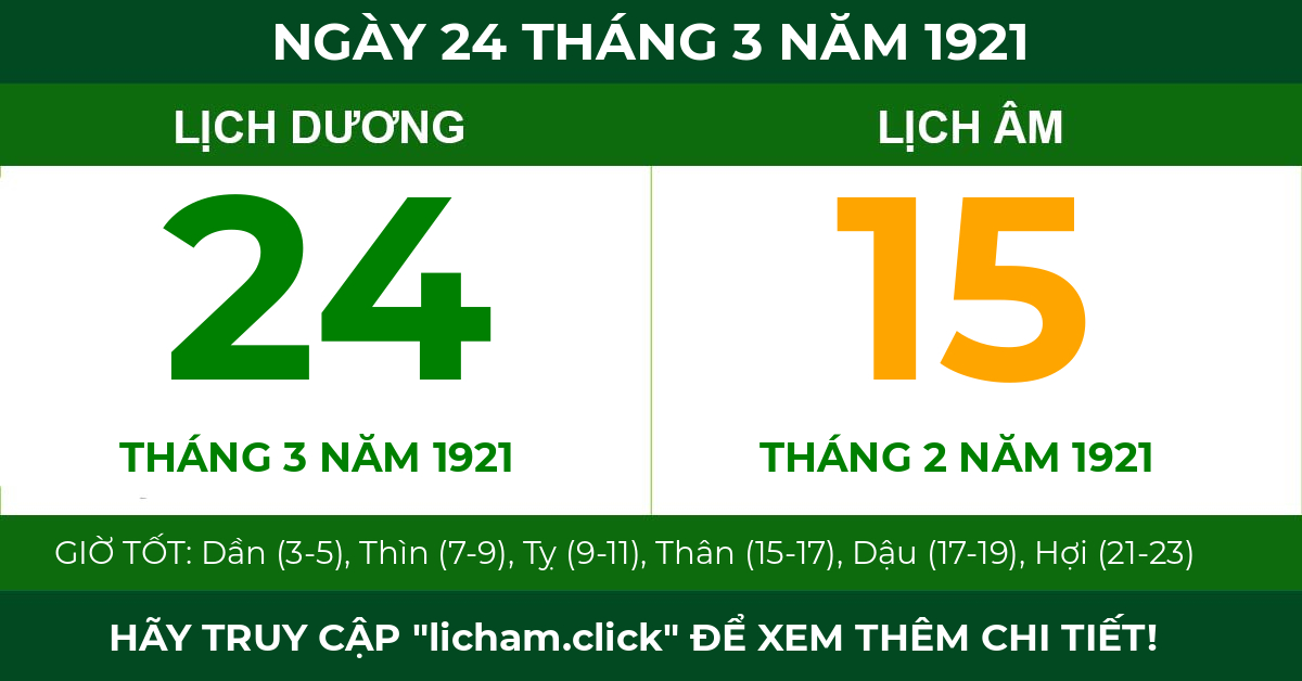 lịch âm ngày 24 tháng 3 năm 1921