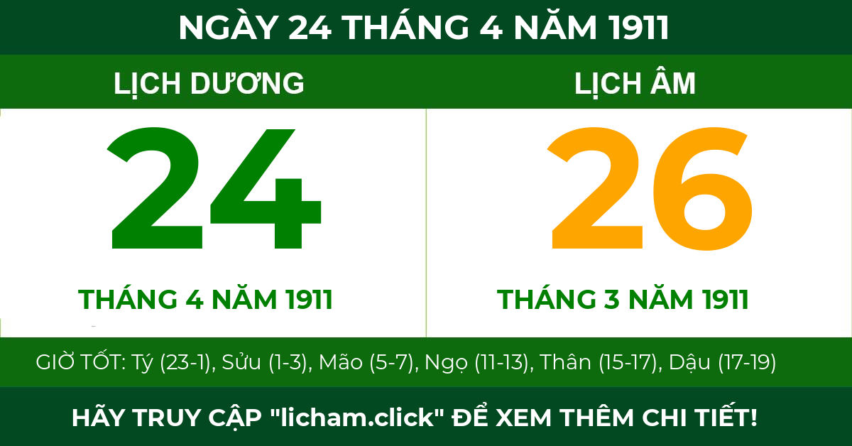 lịch âm ngày 24 tháng 4 năm 1911