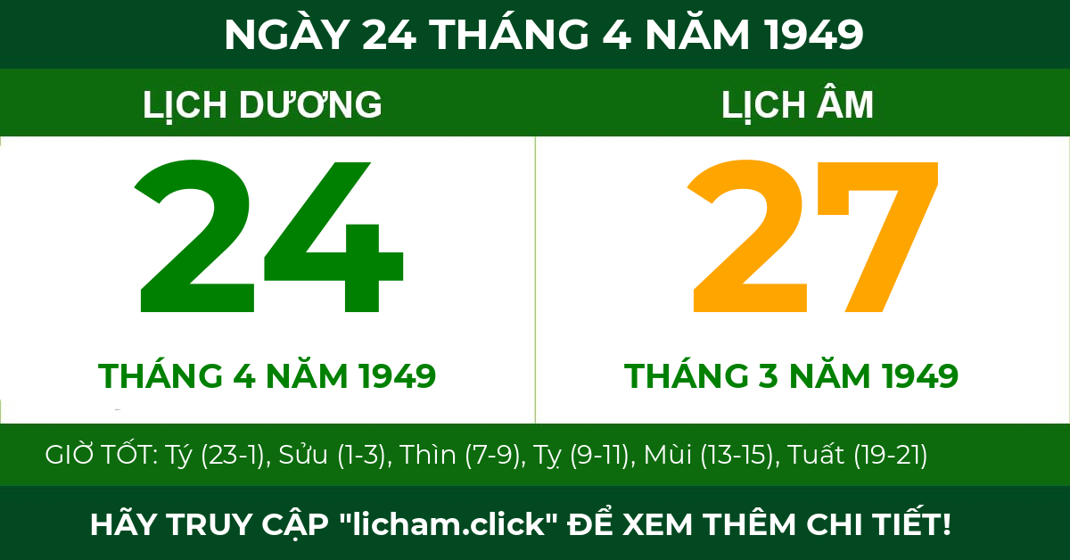 lịch âm ngày 24 tháng 4 năm 1949