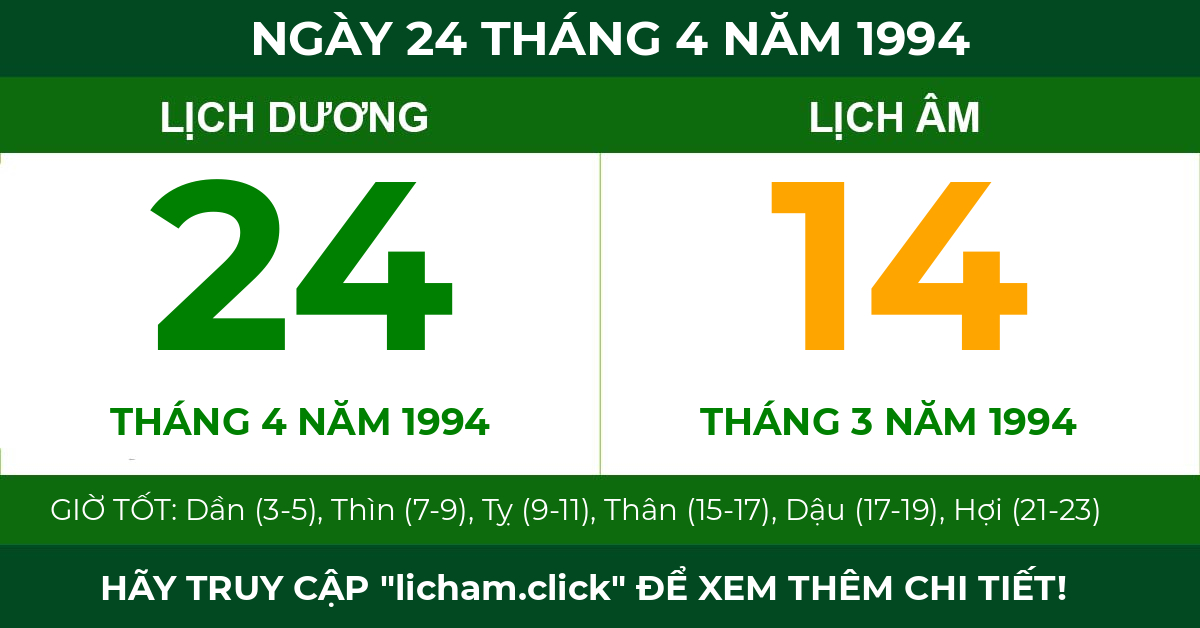 lịch âm ngày 24 tháng 4 năm 1994