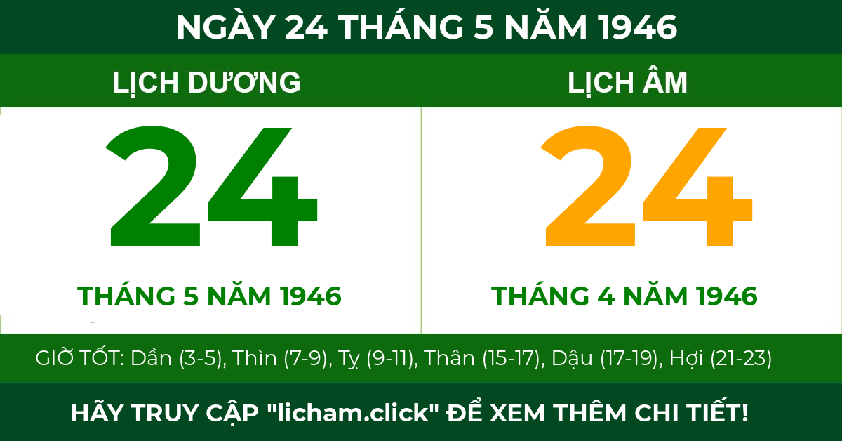 lịch âm ngày 24 tháng 5 năm 1946