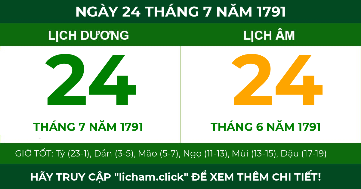 lịch âm ngày 24 tháng 7 năm 1791