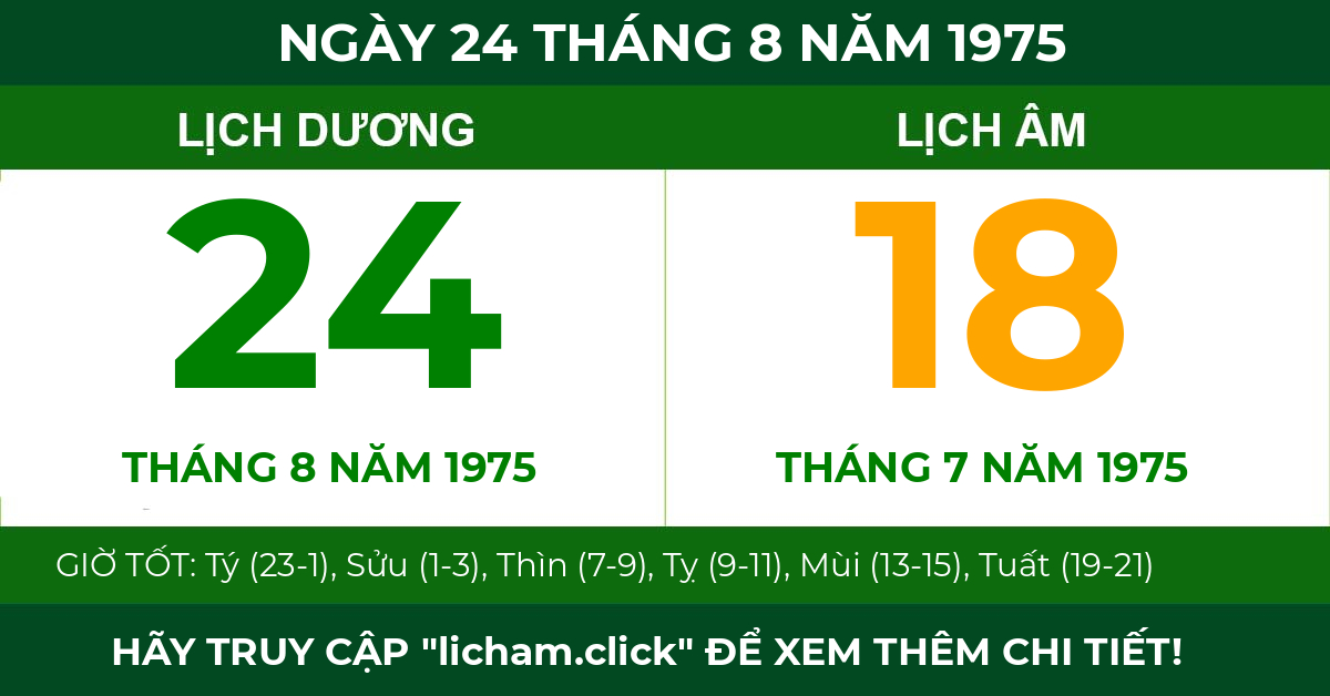 lịch âm ngày 24 tháng 8 năm 1975