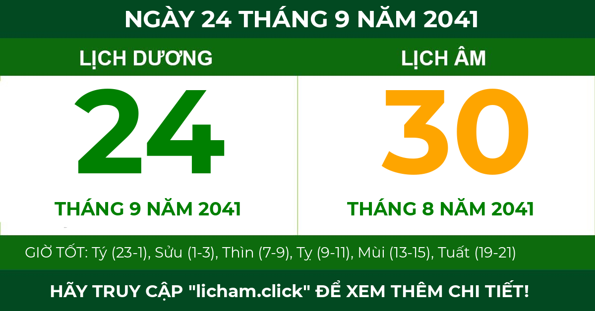 lịch âm ngày 24 tháng 9 năm 2041