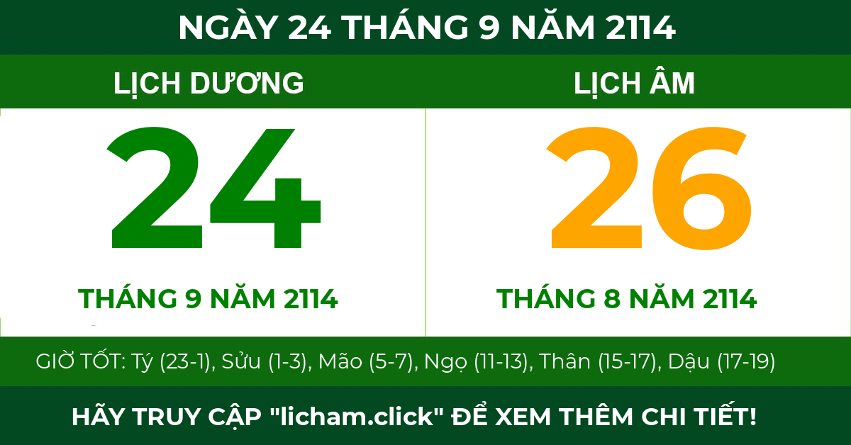 lịch âm ngày 24 tháng 9 năm 2114