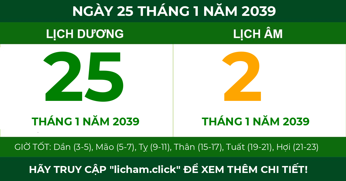 lịch âm ngày 25 tháng 1 năm 2039