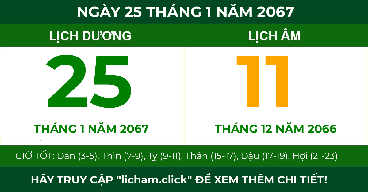 lịch âm ngày 25 tháng 1 năm 2067