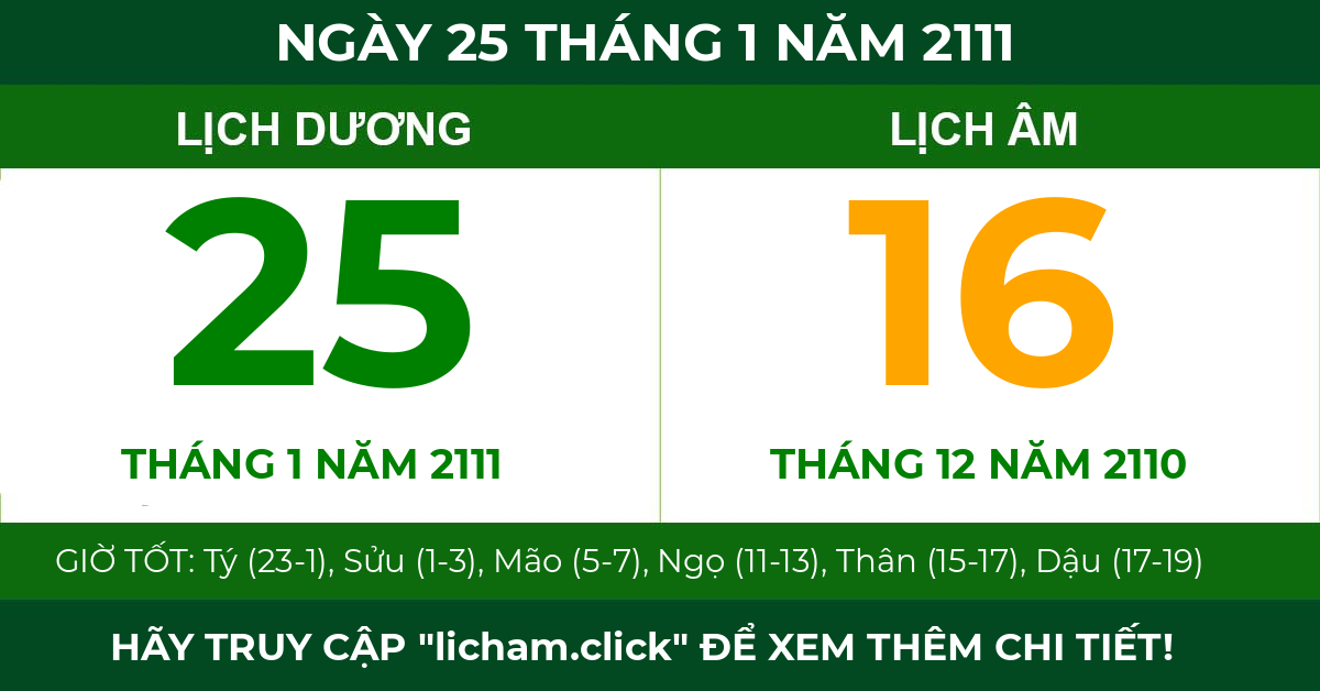 lịch âm ngày 25 tháng 1 năm 2111