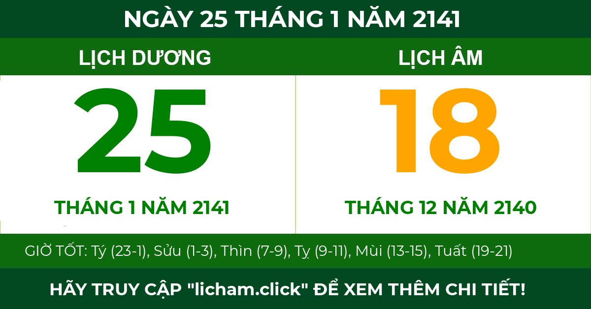lịch âm ngày 25 tháng 1 năm 2141