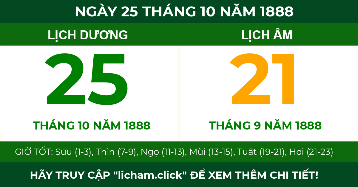 lịch âm ngày 25 tháng 10 năm 1888