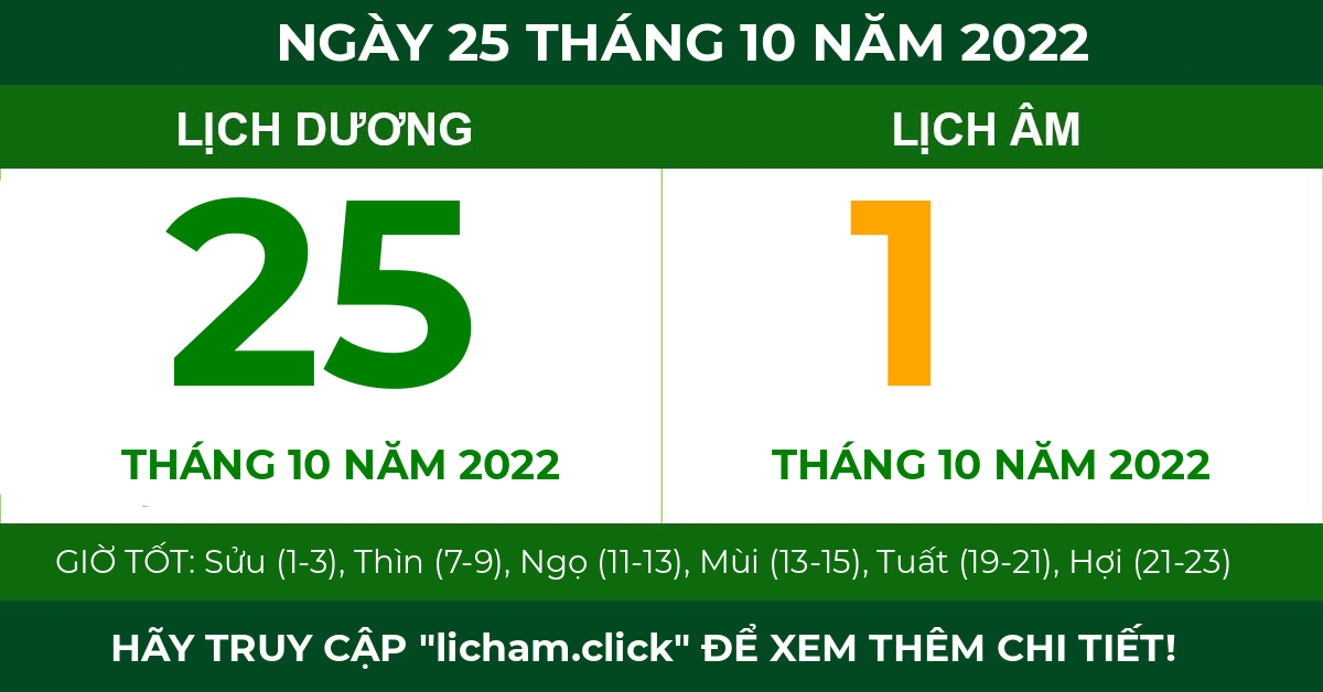 lịch âm ngày 25 tháng 10 năm 2022