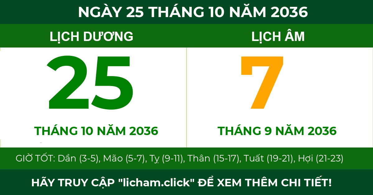 lịch âm ngày 25 tháng 10 năm 2036