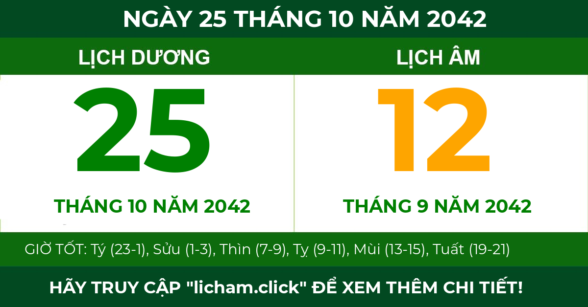 lịch âm ngày 25 tháng 10 năm 2042