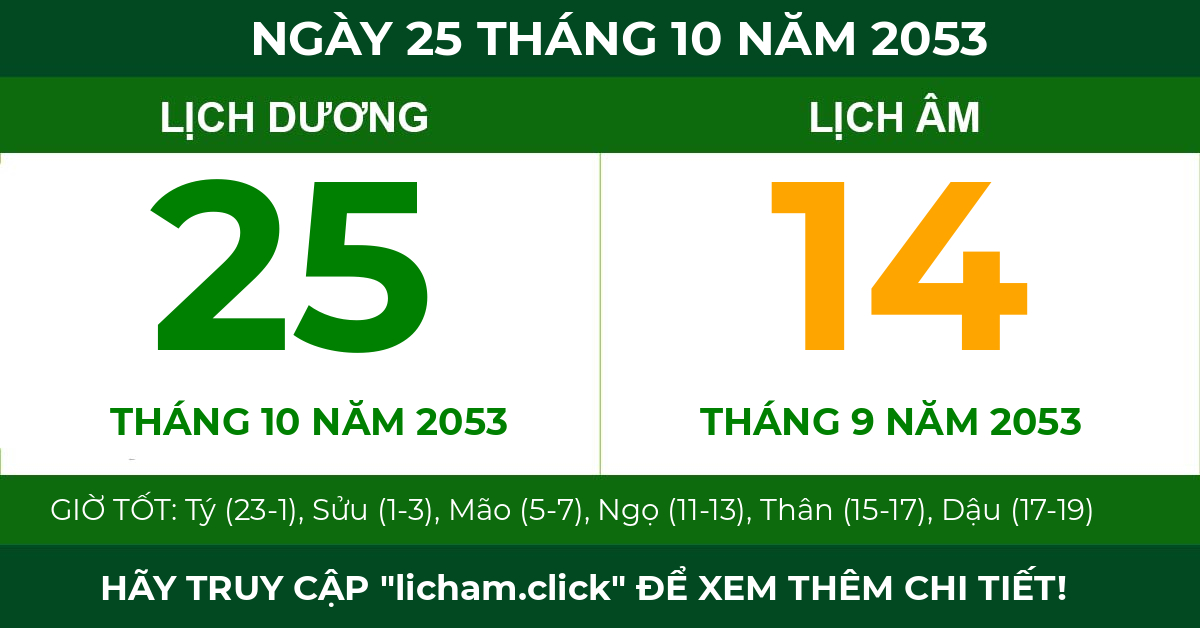 lịch âm ngày 25 tháng 10 năm 2053
