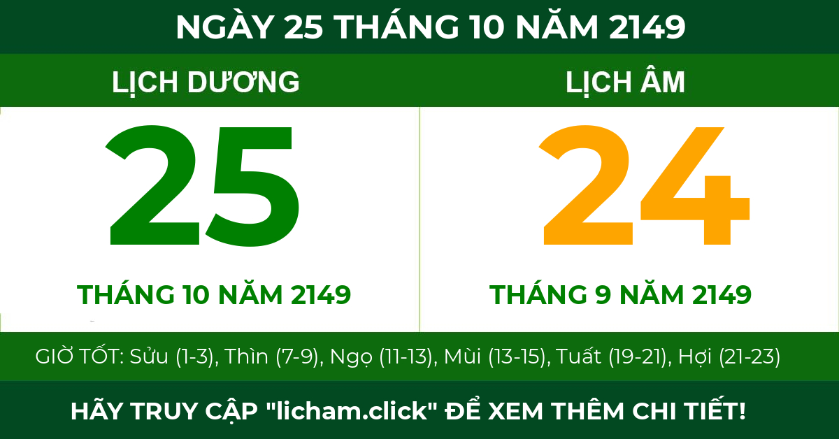 lịch âm ngày 25 tháng 10 năm 2149