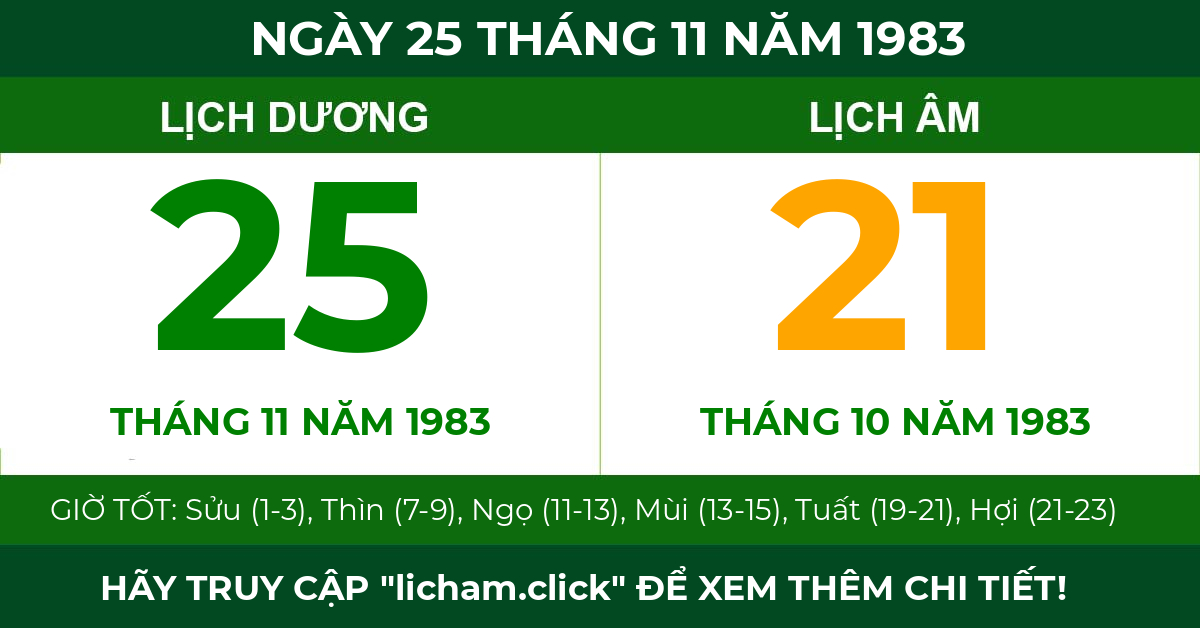lịch âm ngày 25 tháng 11 năm 1983