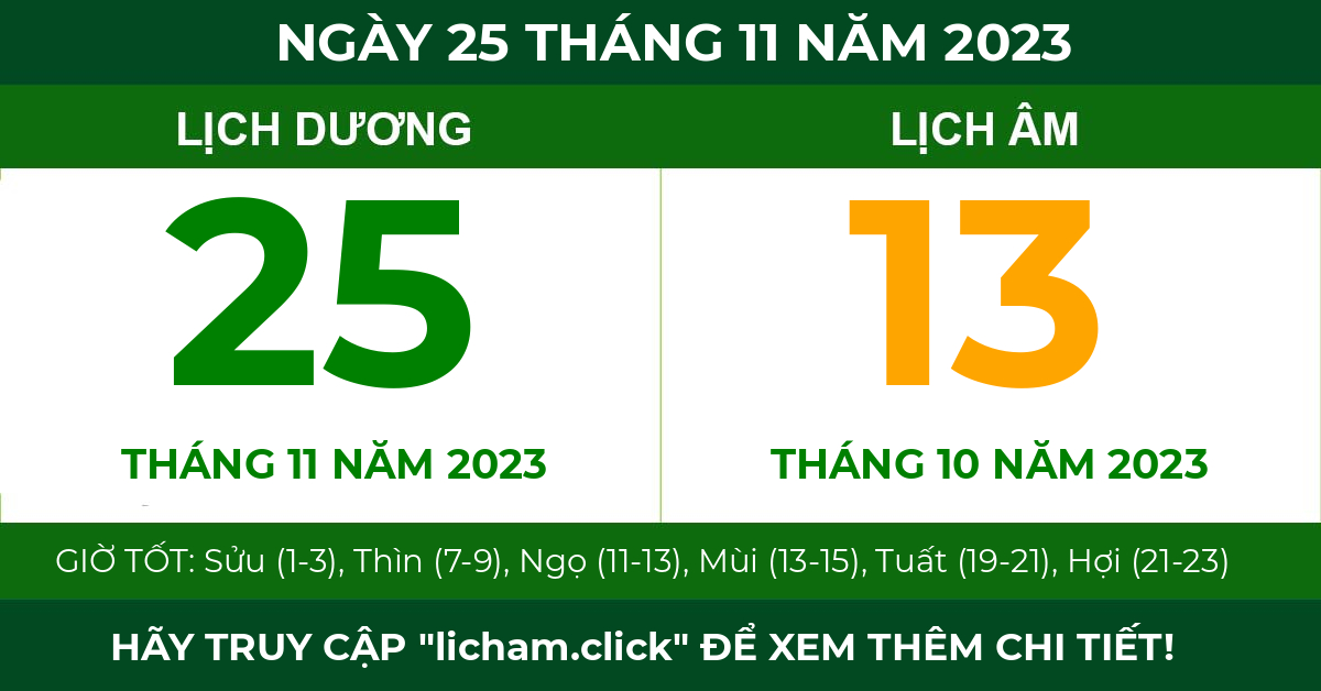 lịch âm ngày 25 tháng 11 năm 2023