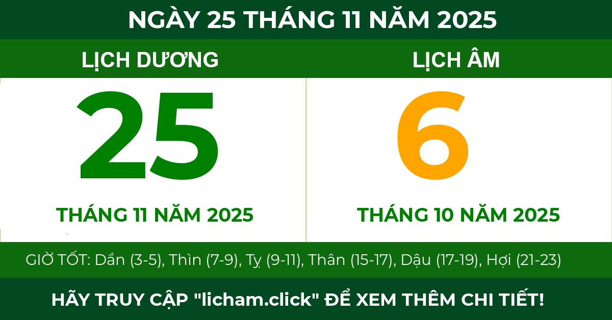 lịch âm ngày 25 tháng 11 năm 2025