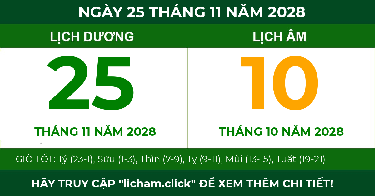 lịch âm ngày 25 tháng 11 năm 2028