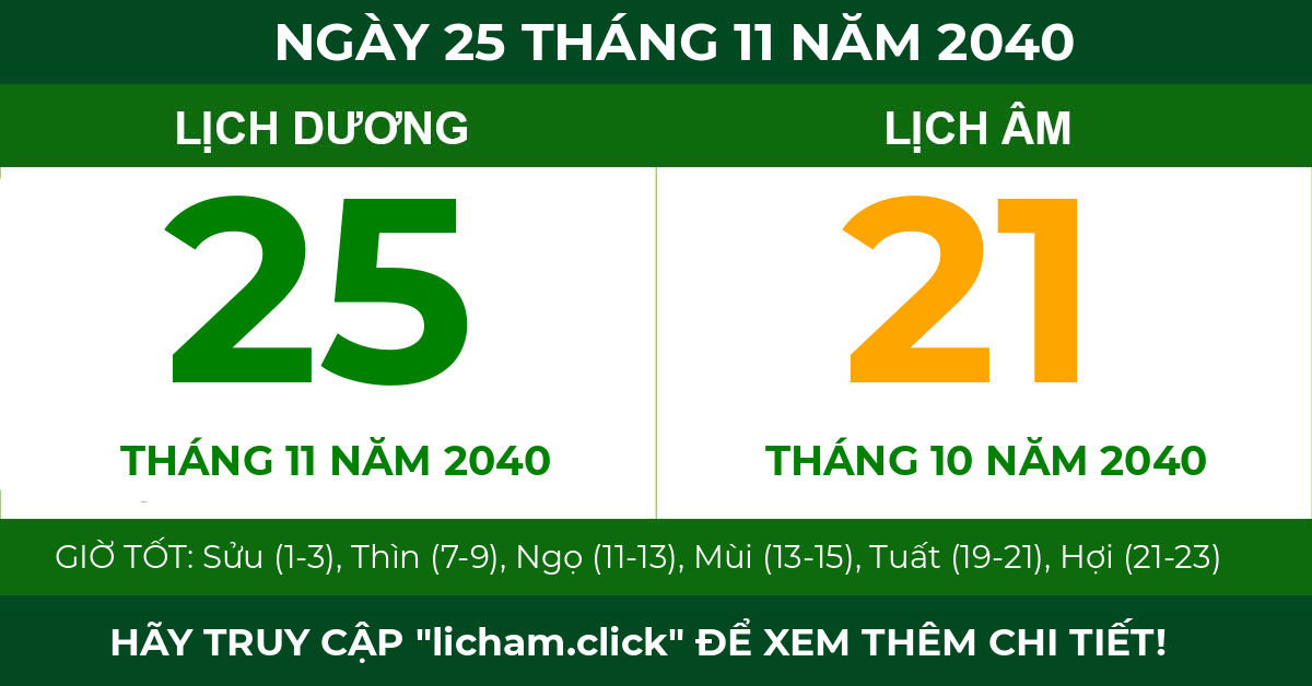 lịch âm ngày 25 tháng 11 năm 2040
