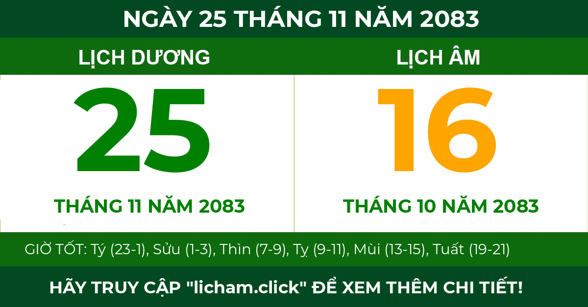 lịch âm ngày 25 tháng 11 năm 2083