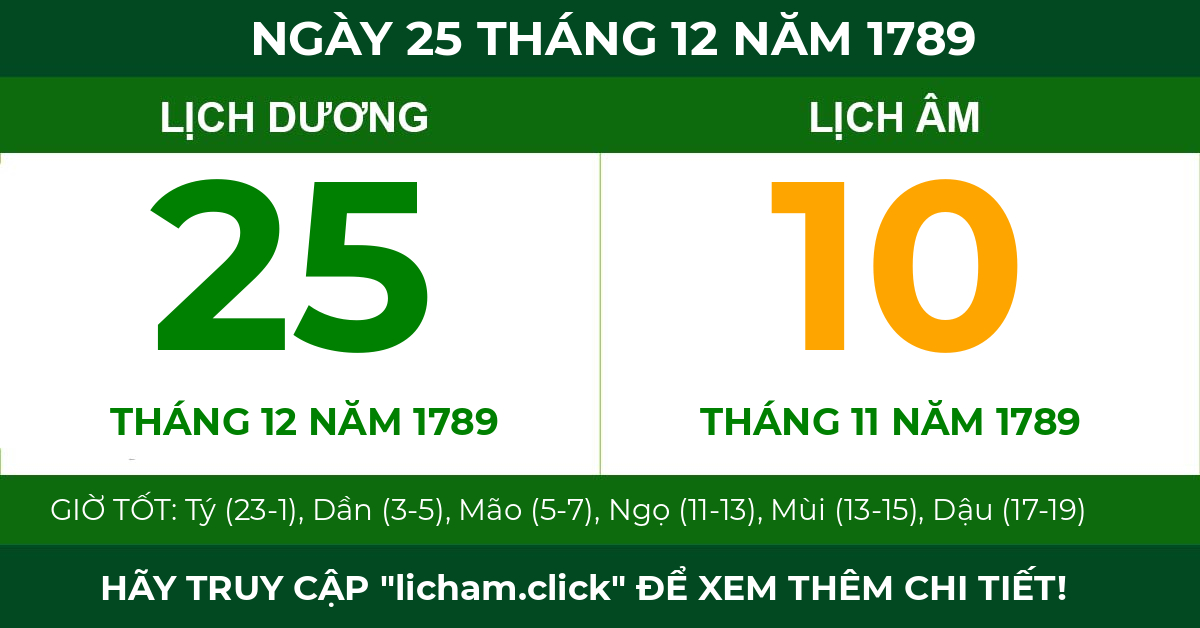 lịch âm ngày 25 tháng 12 năm 1789
