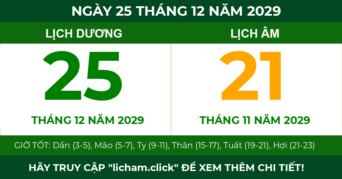lịch âm ngày 25 tháng 12 năm 2029