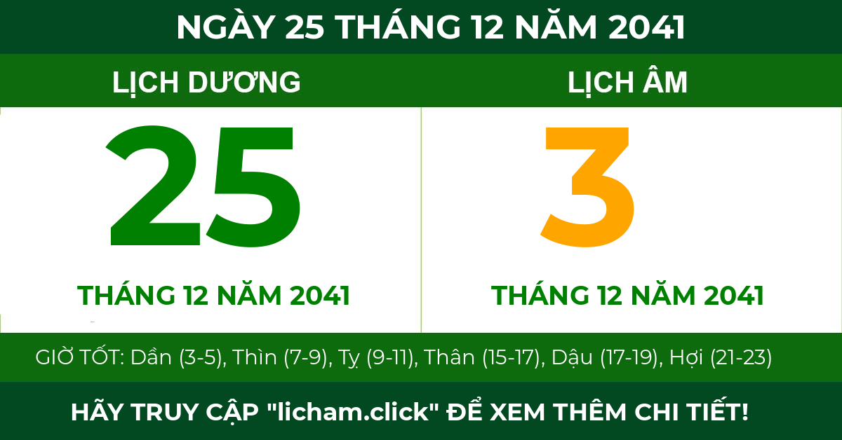 lịch âm ngày 25 tháng 12 năm 2041