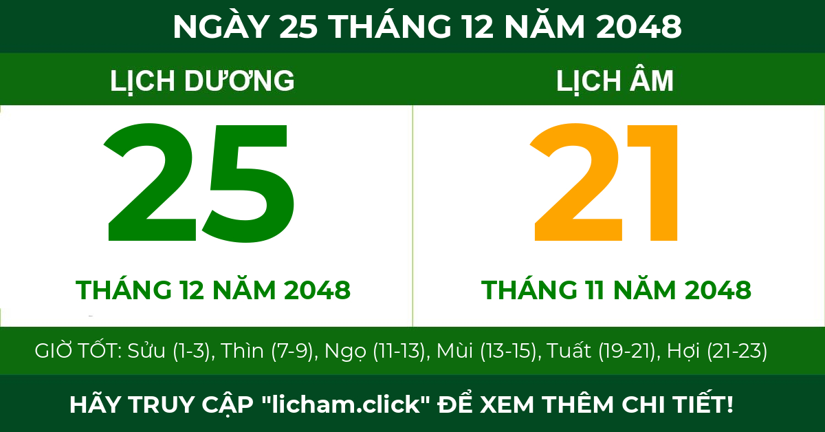 lịch âm ngày 25 tháng 12 năm 2048