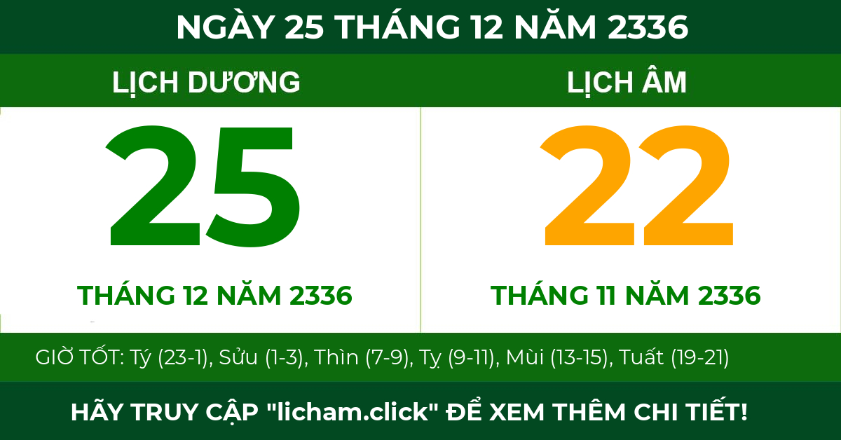 lịch âm ngày 25 tháng 12 năm 2336