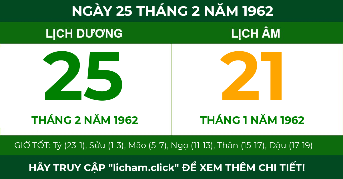 lịch âm ngày 25 tháng 2 năm 1962
