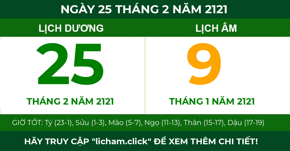 lịch âm ngày 25 tháng 2 năm 2121