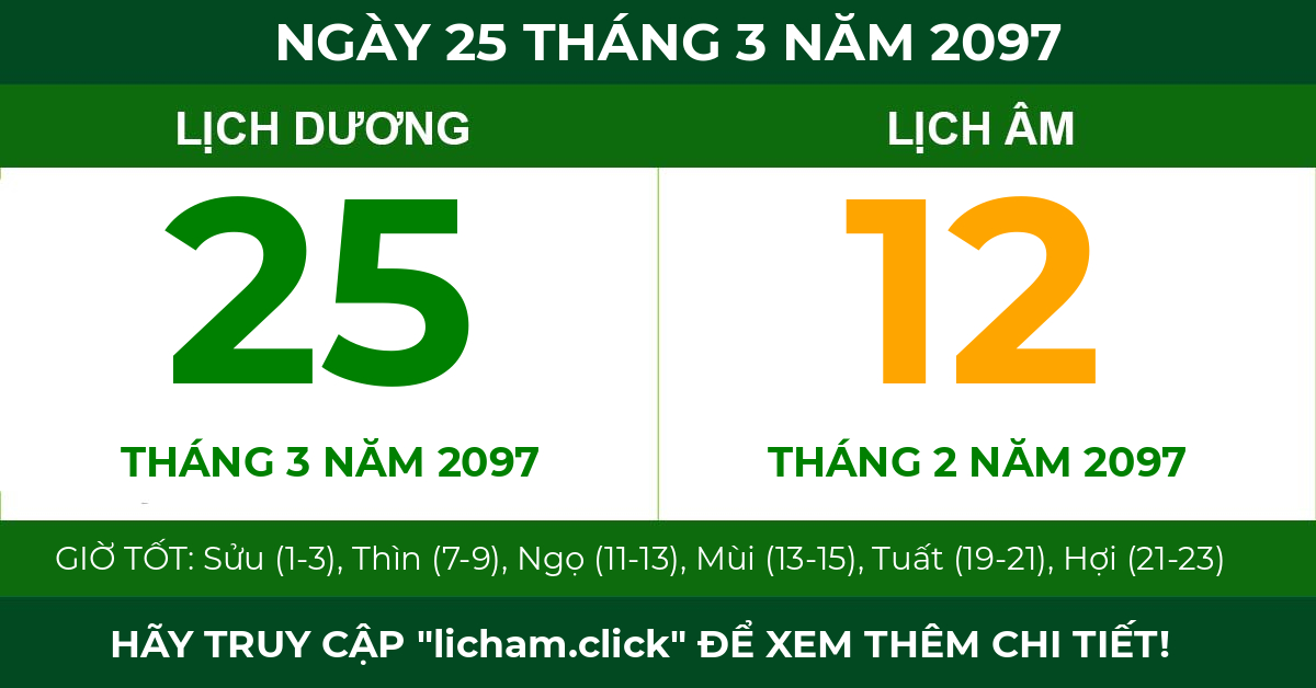 lịch âm ngày 25 tháng 3 năm 2097