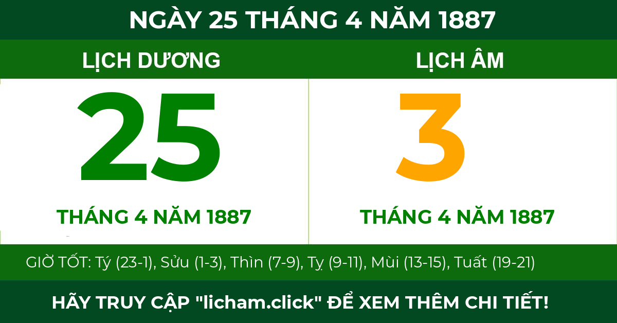 lịch âm ngày 25 tháng 4 năm 1887