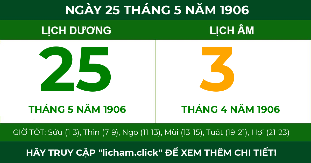 lịch âm ngày 25 tháng 5 năm 1906