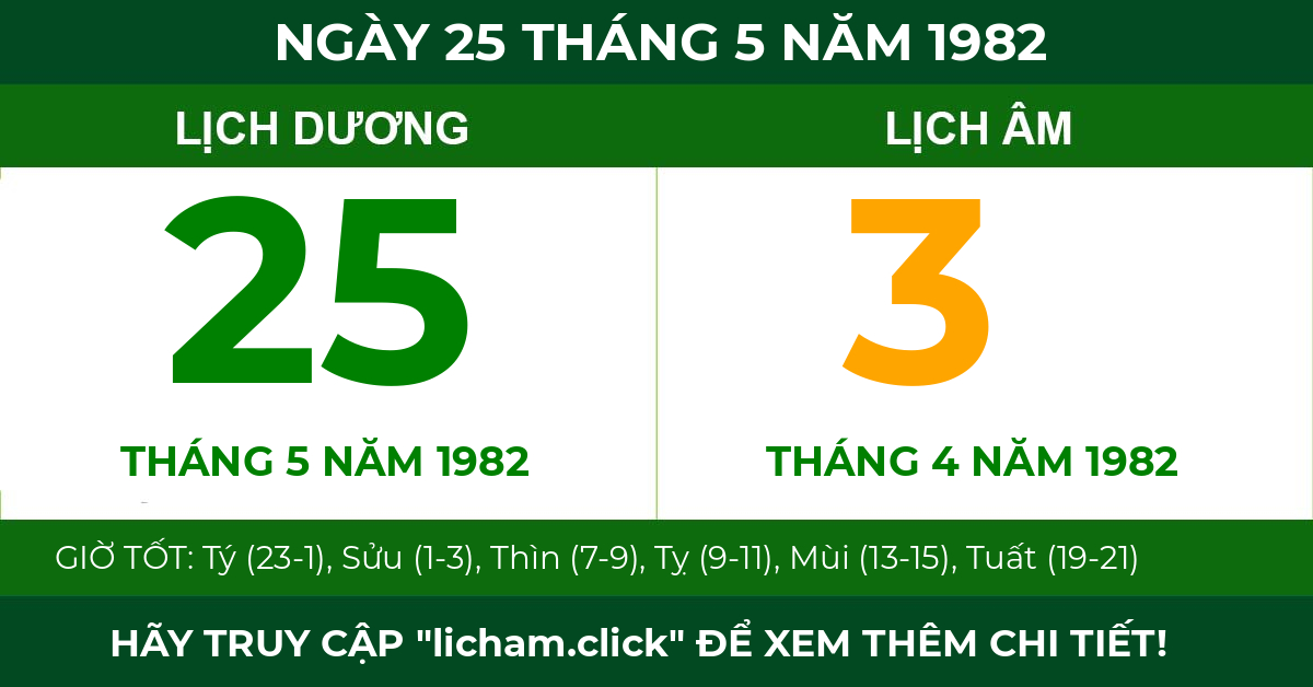 lịch âm ngày 25 tháng 5 năm 1982