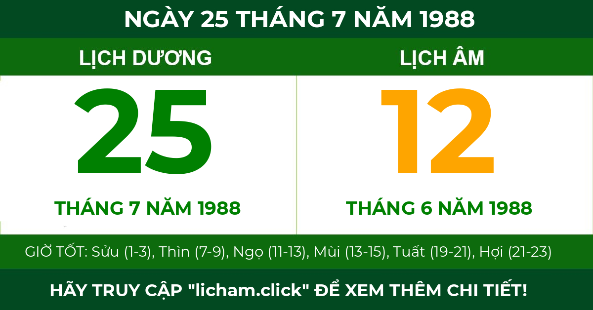 lịch âm ngày 25 tháng 7 năm 1988