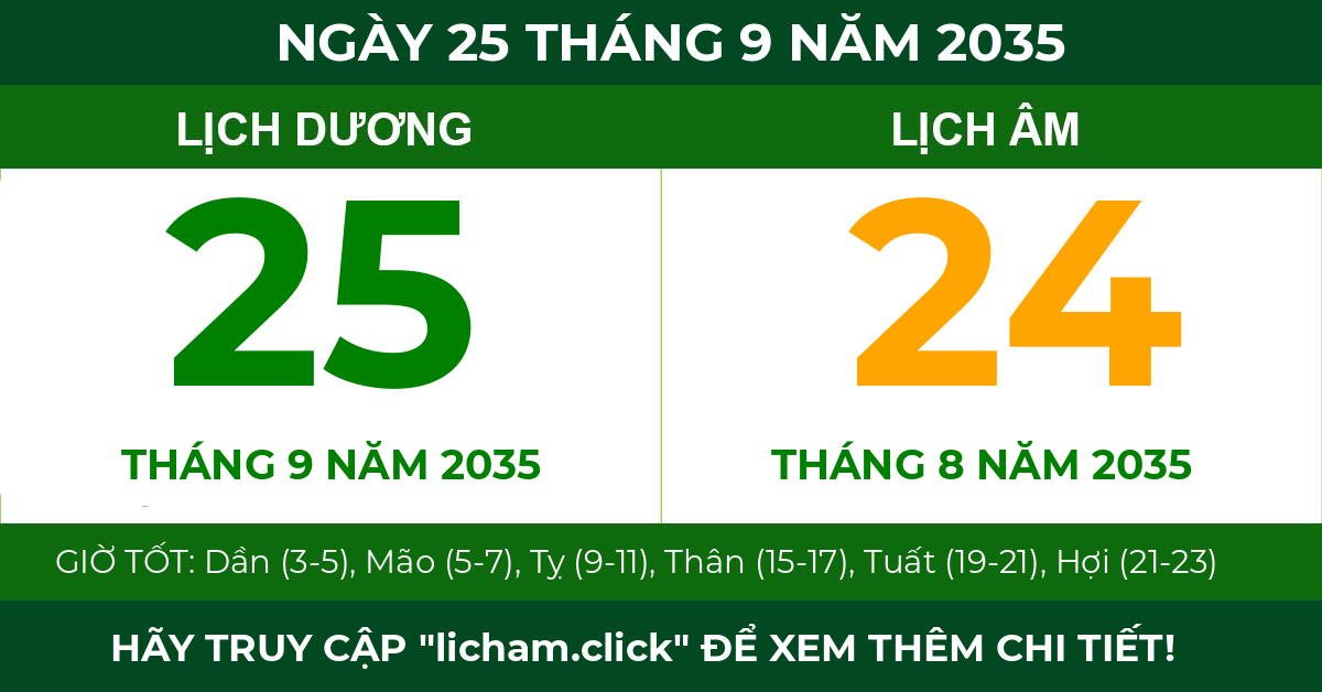 lịch âm ngày 25 tháng 9 năm 2035
