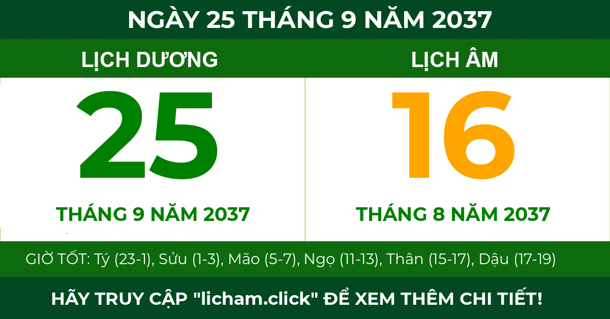lịch âm ngày 25 tháng 9 năm 2037