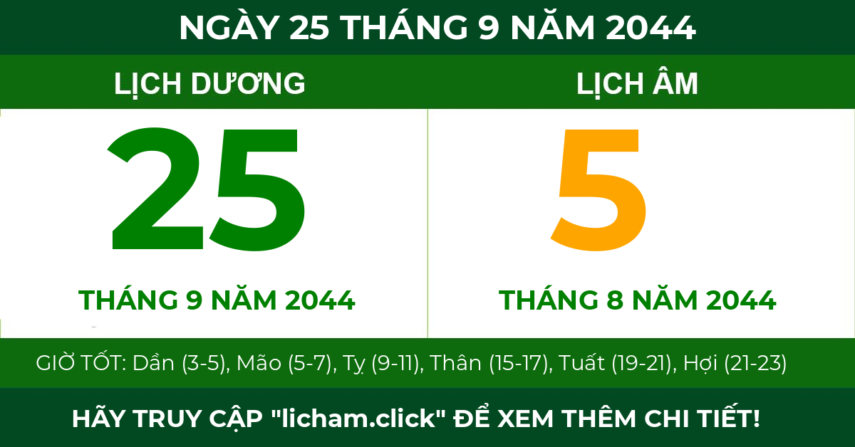 lịch âm ngày 25 tháng 9 năm 2044
