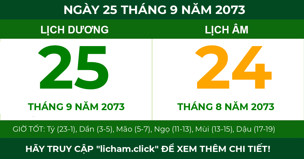 lịch âm ngày 25 tháng 9 năm 2073
