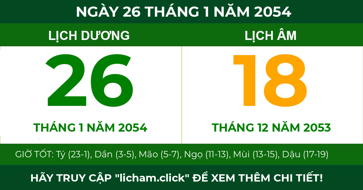 lịch âm ngày 26 tháng 1 năm 2054