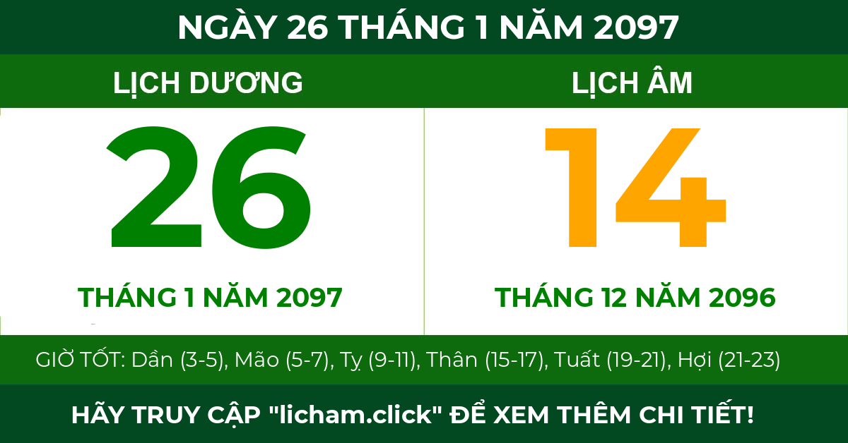 lịch âm ngày 26 tháng 1 năm 2097